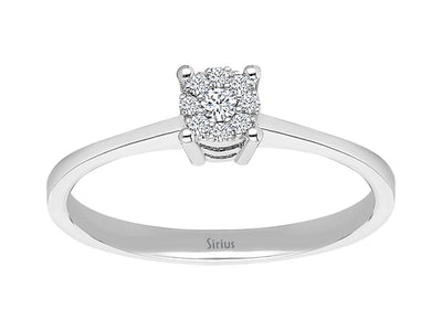 Brillant-Halo-Ring – 0,08 Karat – 8K Weißgold