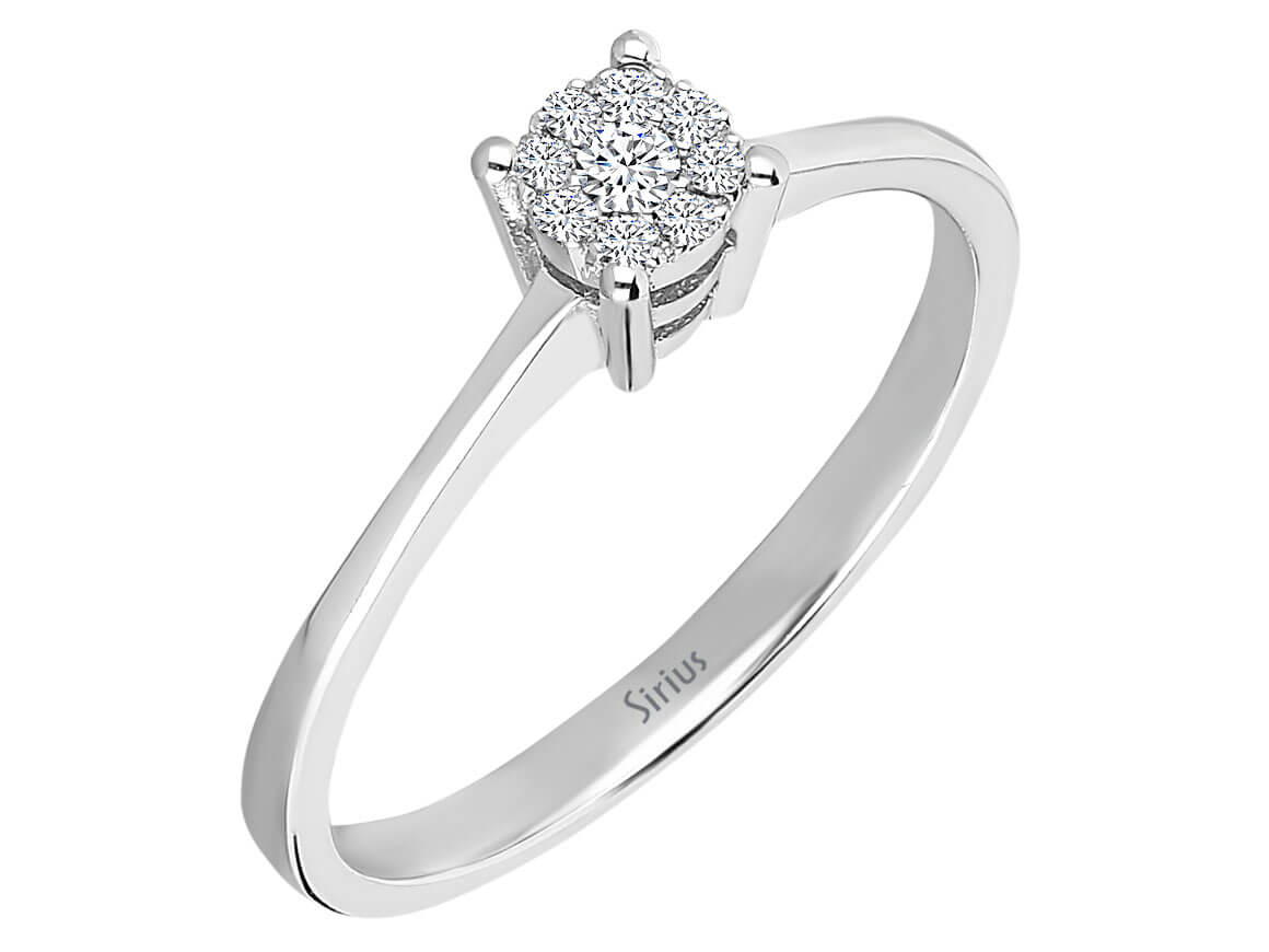Zarter Halo-Diamantring 0,08 ct - 8K Weißgold - Cluster-Ring - hochwertiger Schmuck von Rosy Lab Diamonds