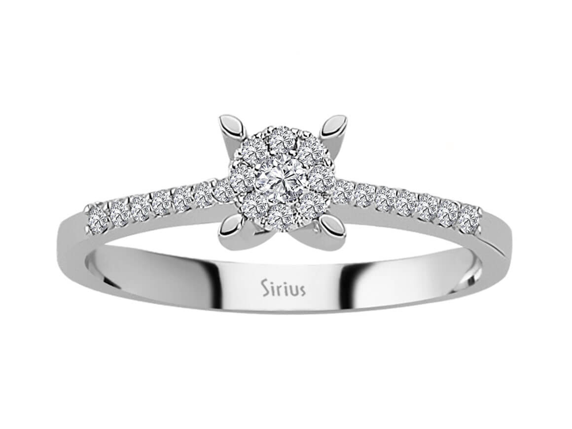Diamantring mit Halo-Fassung – 0,17 Karat – 8K Weißgold