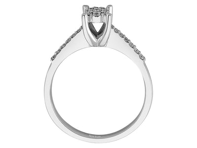 Diamantring mit Halo-Fassung – 0,17 Karat – 8K Weißgold