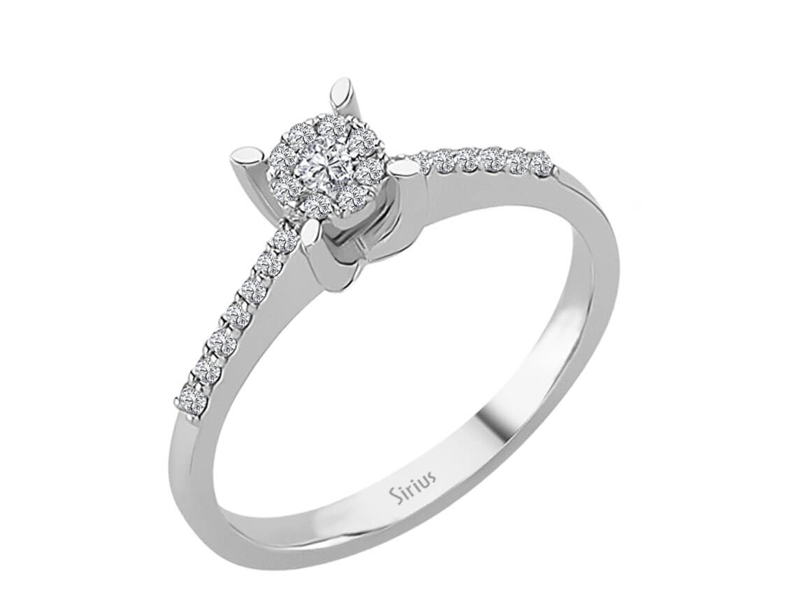 Halo Diamond Ring 0.17 ct - 8K White Gold - Engagement Ring with Brilliant-Cut Diamonds - high-quality Jewelry by Rosy Lab Diamonds