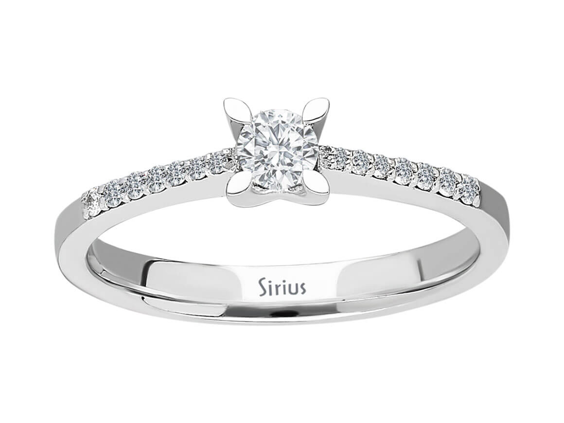 Solitärring mit Brillantbesatz – 0,29 Karat – 18K Weißgold