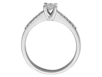 Solitärring mit Brillantbesatz – 0,29 Karat – 18K Weißgold