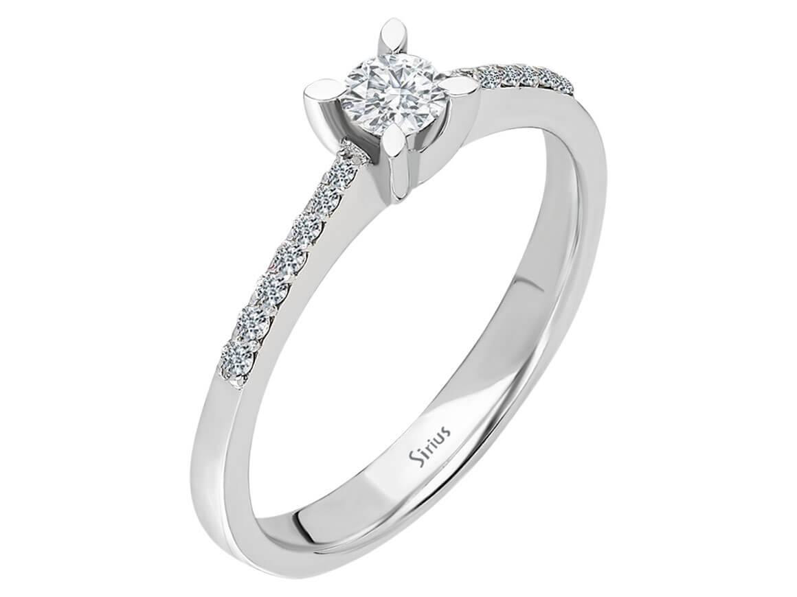 Solitärring mit Brillantbesatz – 0,29 Karat – 18K Weißgold