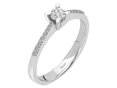 Solitärring mit Brillantbesatz – 0,29 Karat – 18K Weißgold