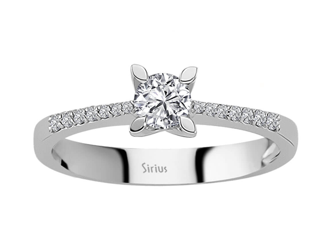 Solitärring mit Brillantbesatz – 0,42 Karat – 14K Weißgold