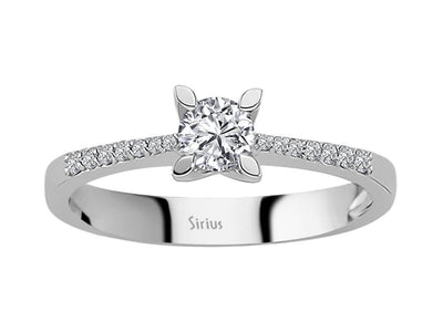 Solitärring mit Brillantbesatz – 0,42 Karat – 14K Weißgold