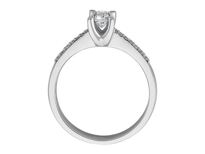 Solitärring mit Brillantbesatz – 0,42 Karat – 14K Weißgold