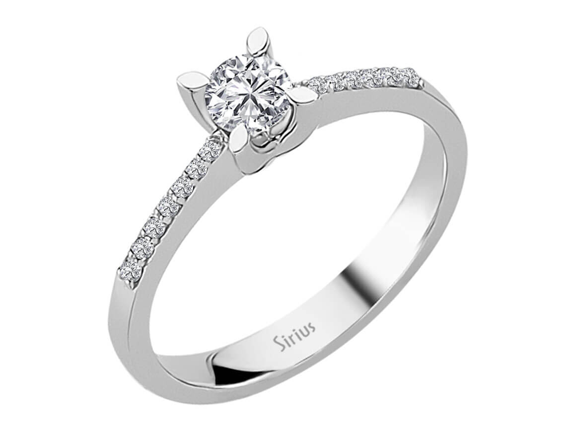 Solitärring mit Brillantbesatz – 0,42 Karat – 14K Weißgold