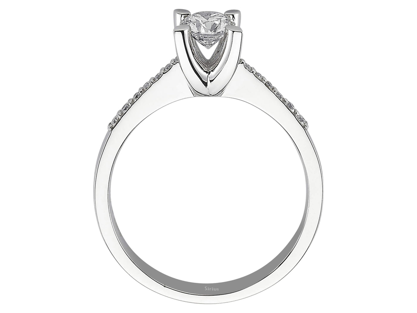 Weißgold Verlobungsring mit 1 laborgezüchtetem Diamant 0,44 Karat und 14 kleinen Diamanten - hochwertiger Schmuck von Rosy Lab Diamonds