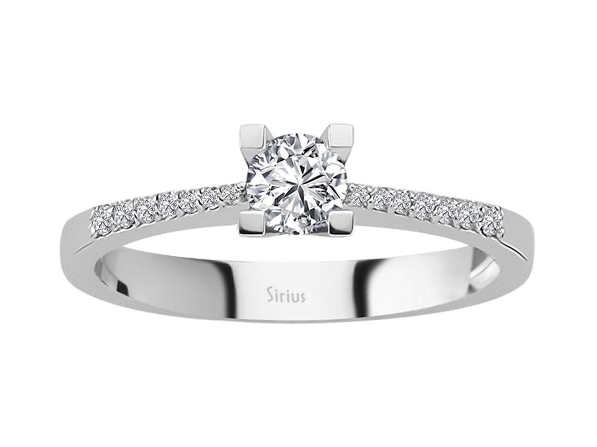Klassischer Solitärring mit Brillantbesatz – 0,40 Karat – 14K Weißgold
