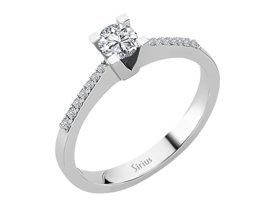 Klassischer Solitärring mit Brillantbesatz – 0,40 Karat – 14K Weißgold