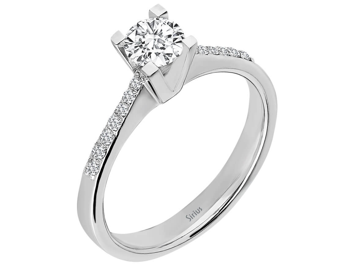 0,50 ct Soliter ve Pavé laboratuvar elmaslı Nişan Yüzüğü - 14K Beyaz Altın - Rosy Lab Diamonds’tan kaliteli Mücevher