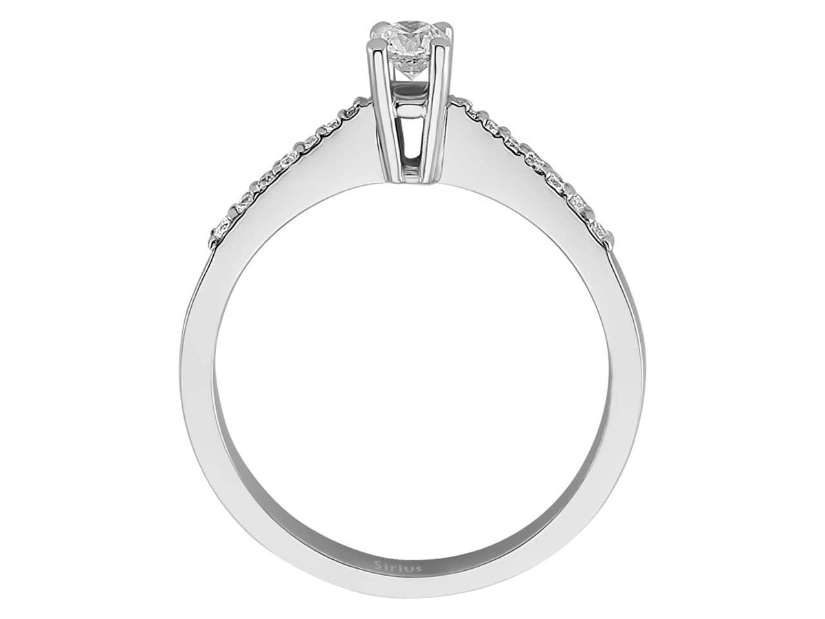 Bague de fiançailles solitaire avec pavé - Diamant de 0,29 ct - Or Blanc 14 carats - Bijoux haut de gamme de Rosy Lab Diamonds