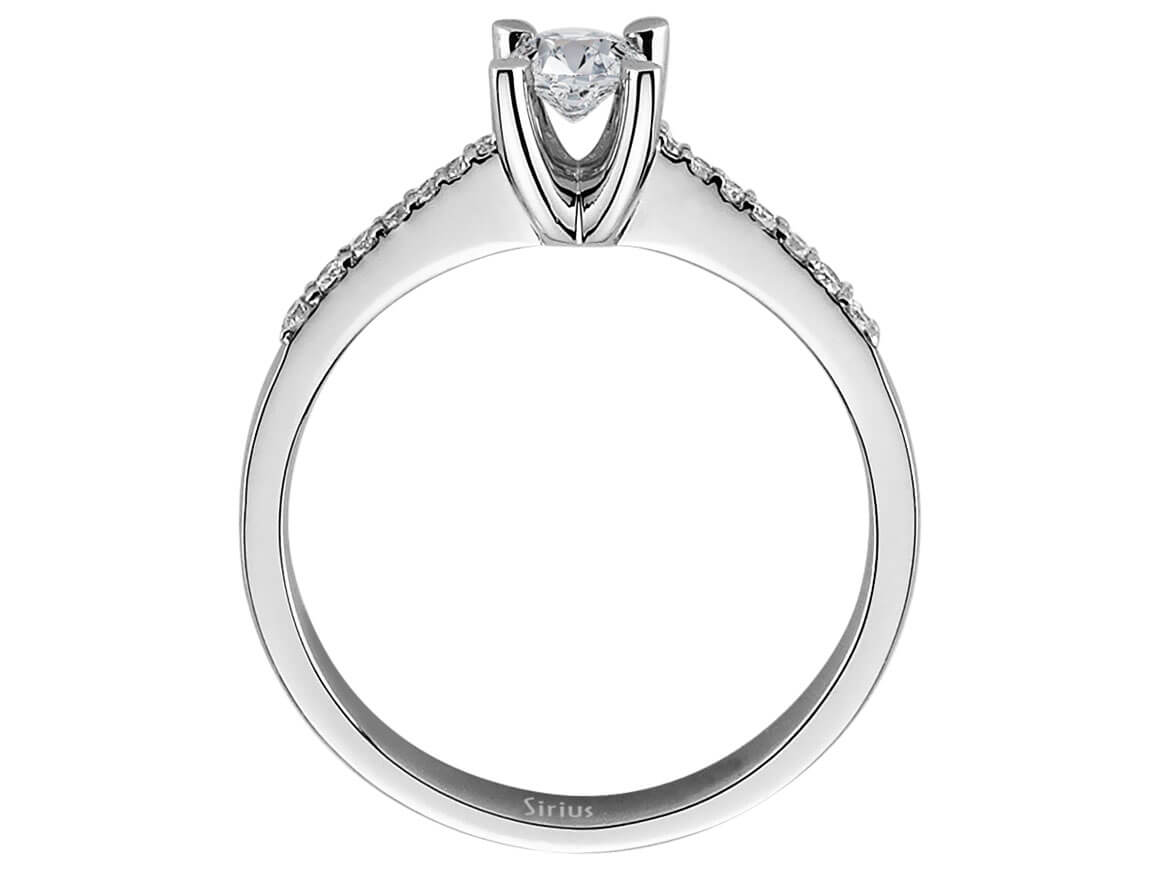 Verlobungsring mit laborgezüchtetem Diamant und Pavé-Fassung – 0,39 Karat in 18K Weißgold