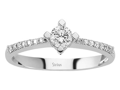 Weißgold-Verlobungsring mit 0,27 ct Mittelstein und Pavé-Diamanten
