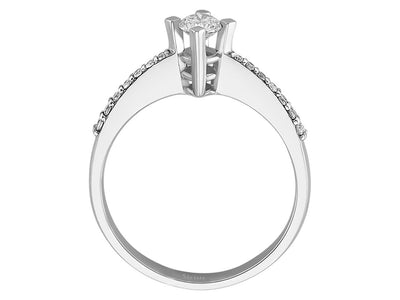 Weißgold-Verlobungsring mit 0,27 ct Mittelstein und Pavé-Diamanten
