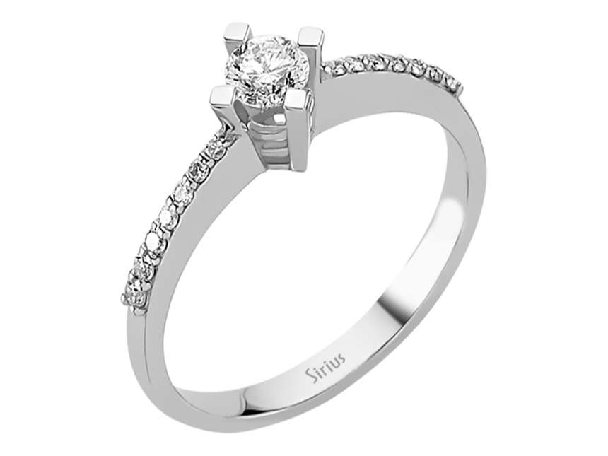 Weißgold-Verlobungsring mit 0,27 ct Mittelstein und Pavé-Diamanten