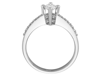 Verlobungsring mit laborgezüchtetem Mittelstein und Pavé-Diamanten – 0,49 Karat Gesamtgewicht