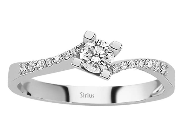 0,25 ct Pırlanta ve Pavé detaylı Nişan Yüzüğü - 14K Beyaz Altın - Rosy Lab Diamonds'ın yüksek kaliteli Mücevheri