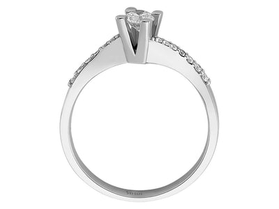 Verlobungsring mit 0,25 ct Mittelstein und Pavé-Diamanten in 14K Weißgold