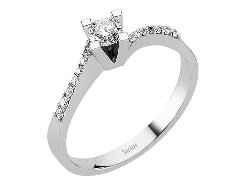 0,25 ct Pırlanta ve Pavé detaylı Nişan Yüzüğü - 14K Beyaz Altın - Rosy Lab Diamonds’tan kaliteli Mücevher
