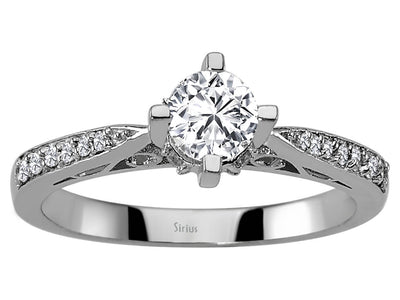 Weißgold-Ring mit 1 laborgezüchtetem Diamanten (0,40 Karat) und 16 laborgezüchteten Diamanten (0,11 Karat)