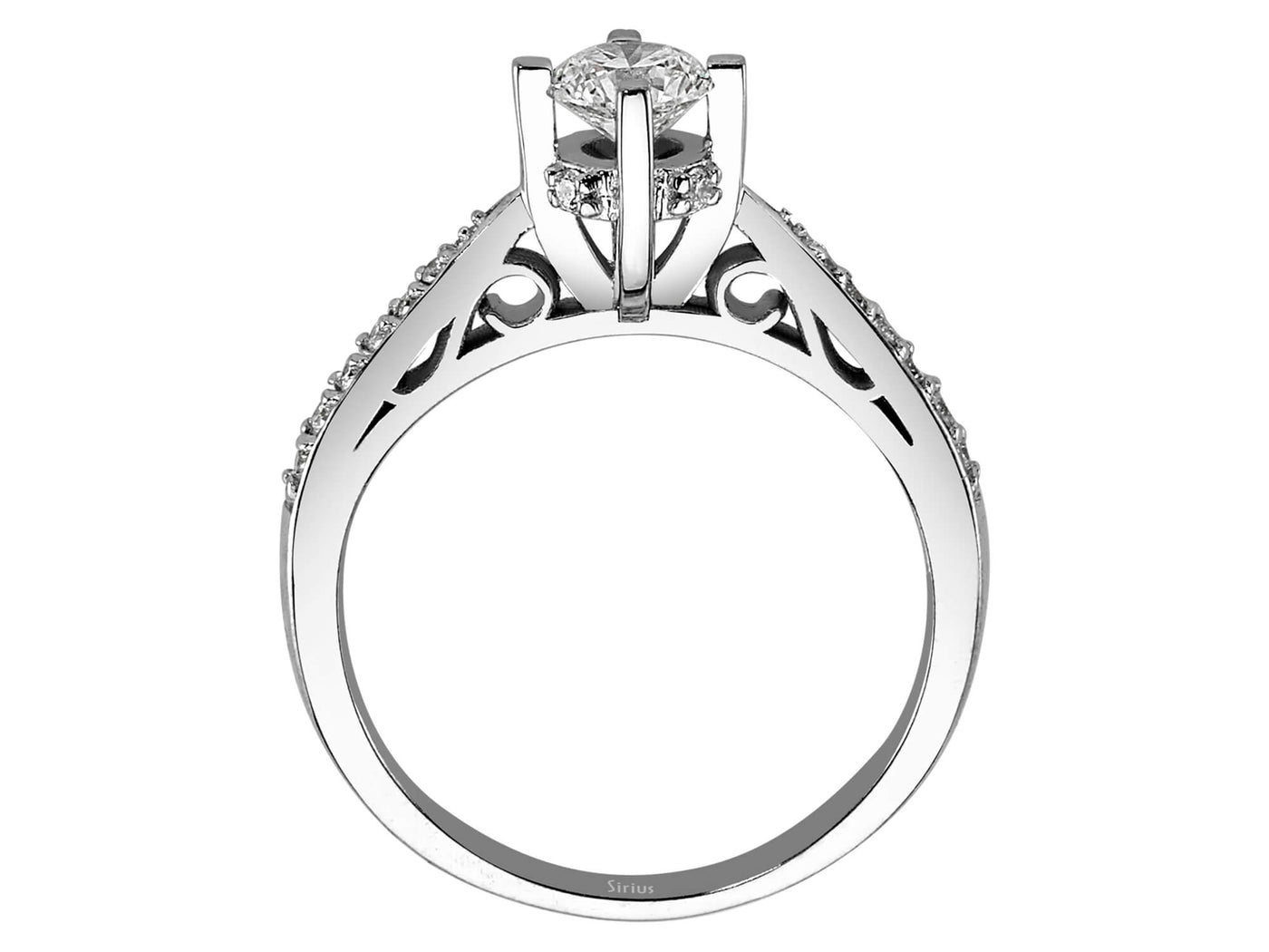 White Gold ring with 1 Diamond (0.40 carats) & 16 Diamonds (0.11 carats) - 14-karat - high-quality Jewelry by Rosy Lab Diamonds