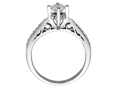 Weißgold-Ring mit 1 laborgezüchtetem Diamanten (0,40 Karat) und 16 laborgezüchteten Diamanten (0,11 Karat)