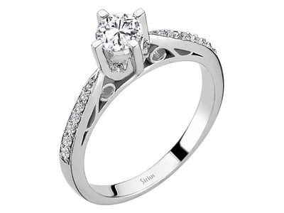 Weißgold-Ring mit 1 laborgezüchtetem Diamanten (0,40 Karat) und 16 laborgezüchteten Diamanten (0,11 Karat)