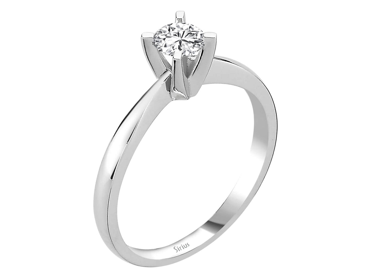 Bague solitaire en Or Blanc avec 1 diamant de laboratoire de 0,32 carat – Bijoux haut de gamme de Rosy Lab Diamonds