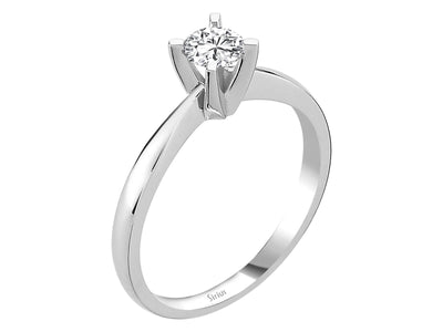 Weißgold Solitär-Ring mit 1 laborgezüchtetem Diamanten 0,32 Karat