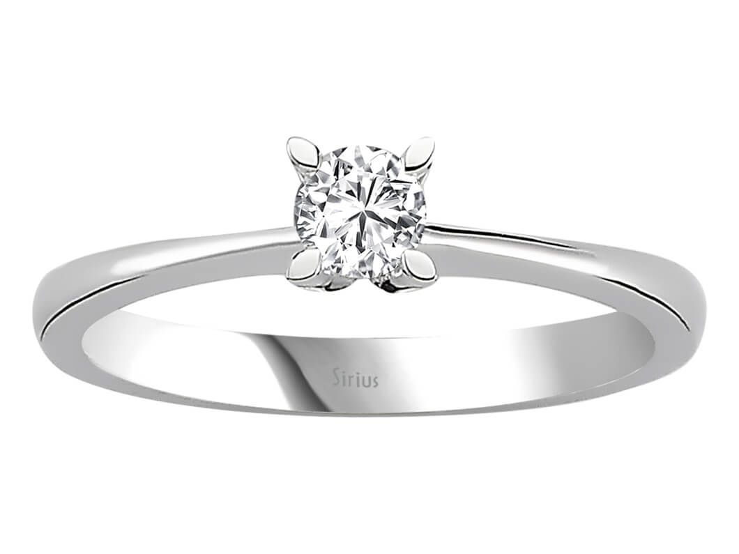 Weißgold Solitärring mit 1 laborgezüchtetem Diamant, 0,19 Karat