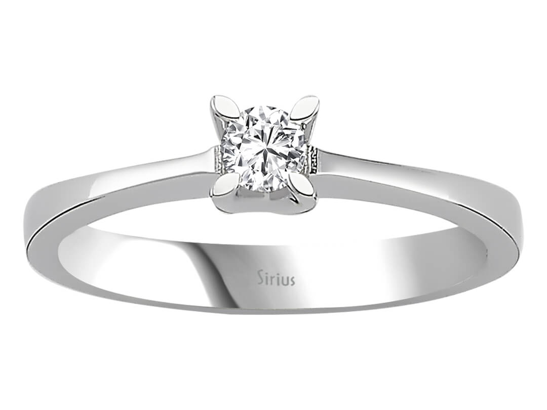 Weißgold Solitärring mit 1 laborgezüchtetem Diamant, 0,15 Karat