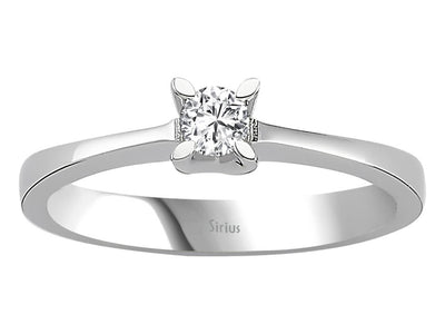 Weißgold Solitärring mit 1 laborgezüchtetem Diamant, 0,15 Karat