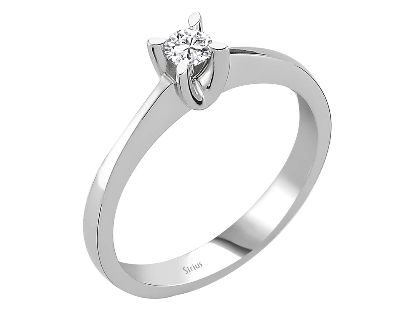 Weißgold Solitärring mit 1 laborgezüchtetem Diamant, 0,15 Karat