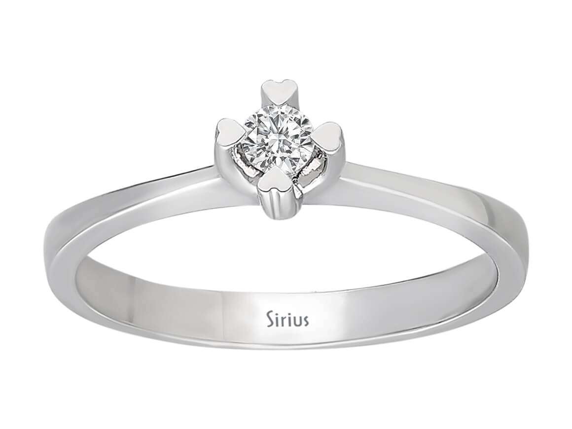 Minimalist solitaire ring with 0.09 carat round diamond, 8 carat white gold