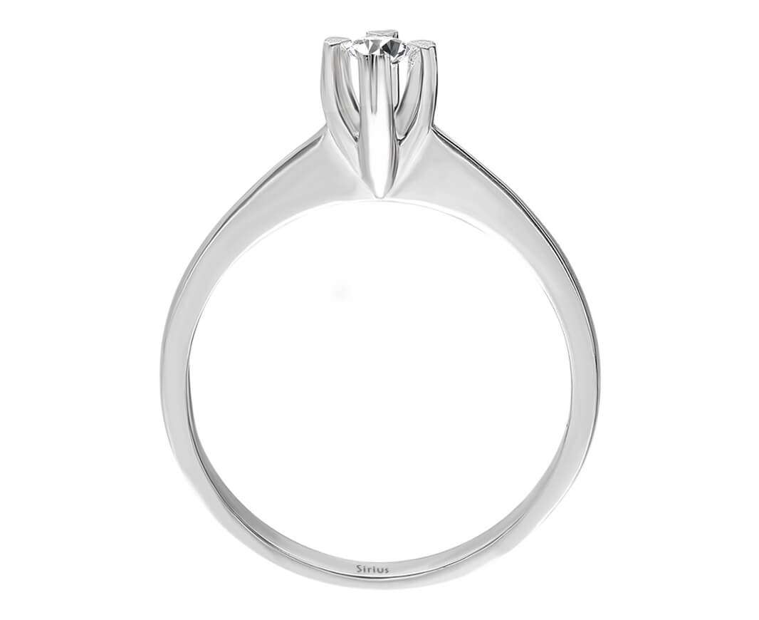 Minimalist solitaire ring with 0.09 carat round diamond, 8 carat white gold