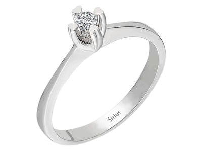 Minimalist solitaire ring with 0.09 carat round diamond, 8 carat white gold