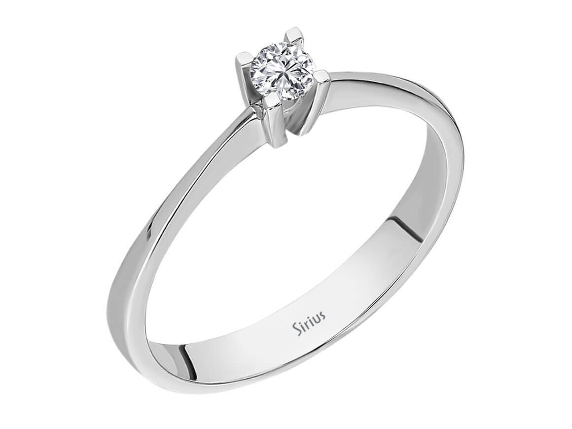 0,10 ct Laboratuvar Pırlantası içeren zarif Tektaş Yüzük - 14K Beyaz Altın - Rosy Lab Diamonds'tan yüksek kaliteli Mücevher