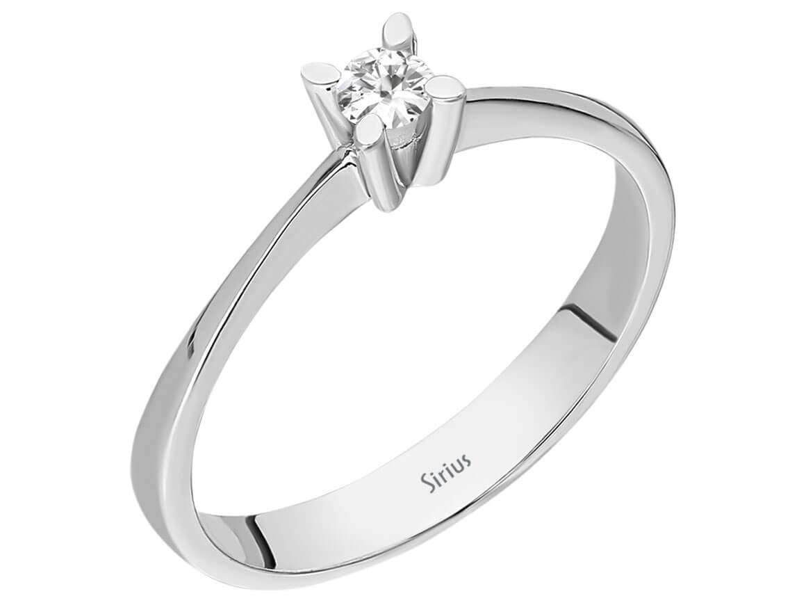 Fine solitaire ring with 0.11 ct lab diamond – 14K white gold