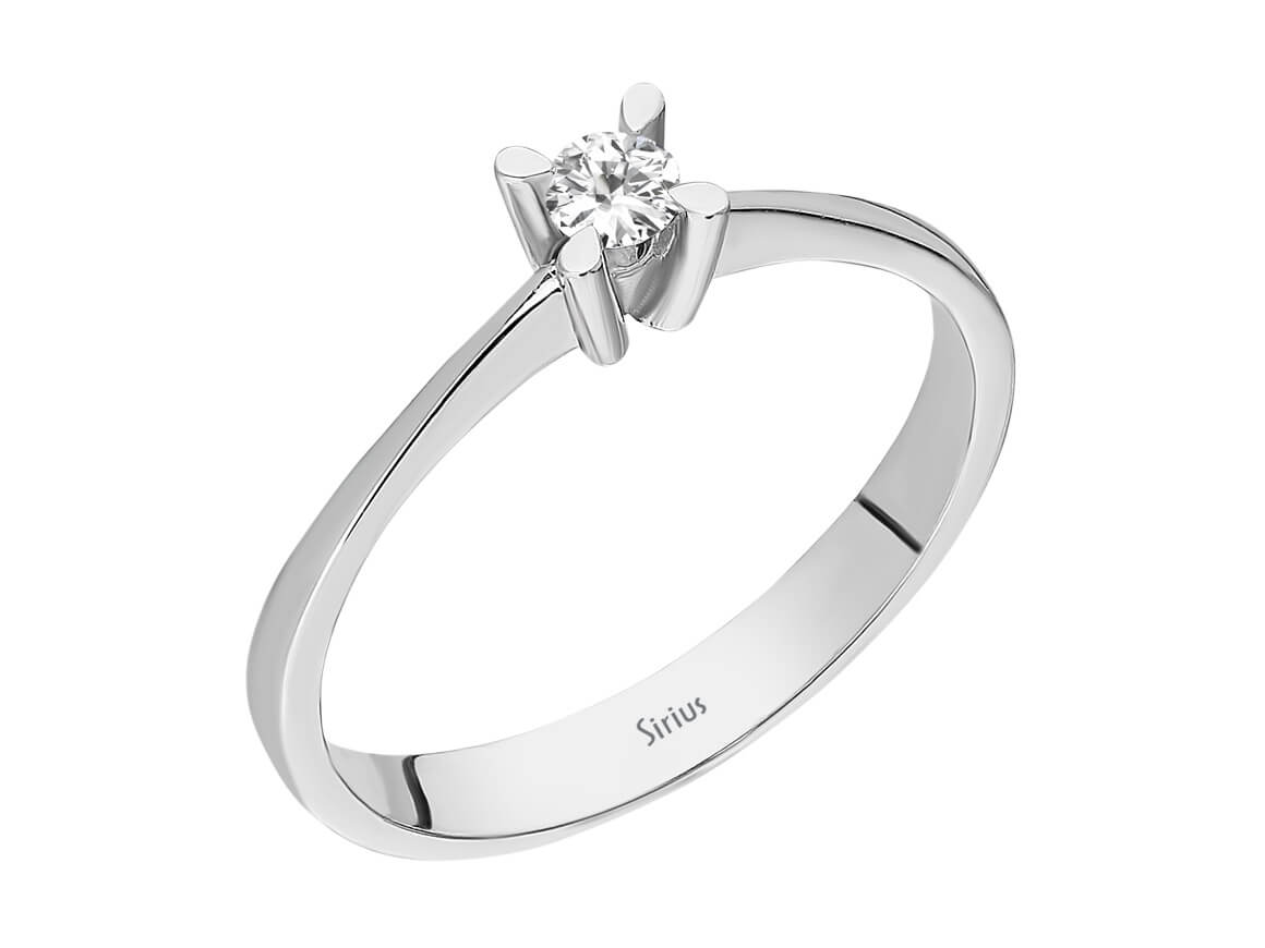 Classic solitaire ring with 0.12 ct lab diamond – 14K white gold