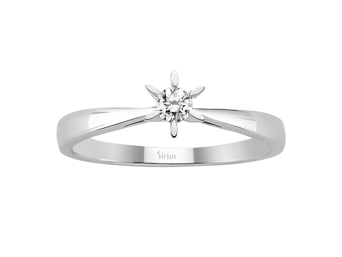Classic solitaire ring with diamond – 0.15 ct in 14K white gold