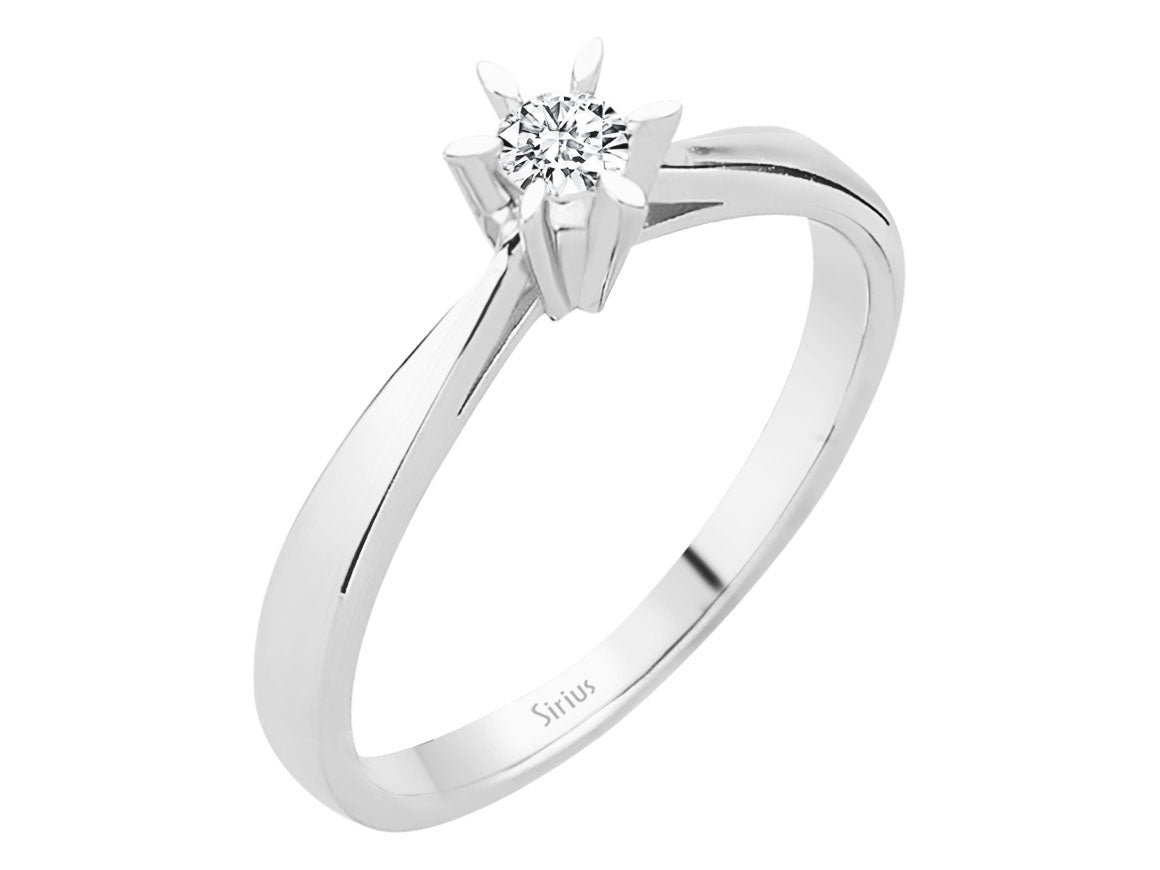 Classic solitaire ring with diamond – 0.15 ct in 14K white gold