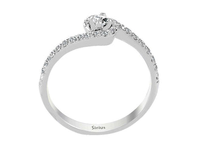 Weißgoldring mit 1 und 26 rundfacettierten Diamanten, 0,25 und 0,10 Karat