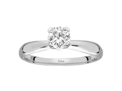 Modern laboratory diamond solitaire ring in 14 karat white gold