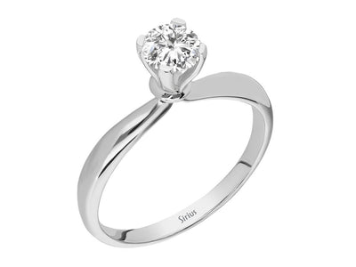 Modern laboratory diamond solitaire ring in 14 karat white gold