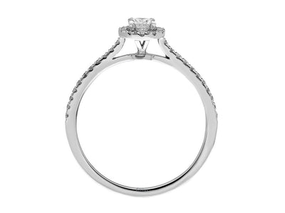 Bague halo solitaire avec 39 diamants – 0,42 ct – or blanc 14 carats