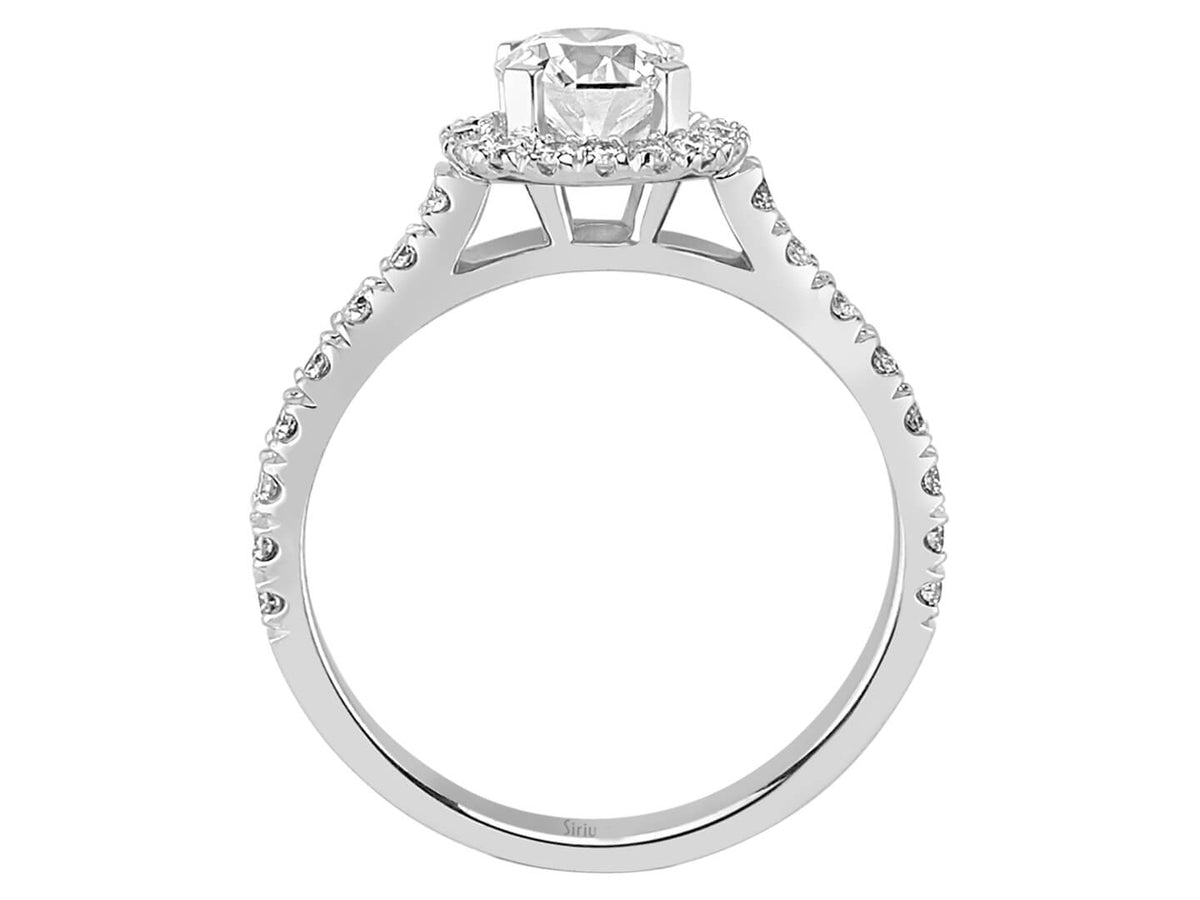 خاتم ألماس سوليتير أنيق بهالة من ذهب أبيض عيار 14 قيراطًا - مجوهرات فاخرة من Rosy Lab Diamonds