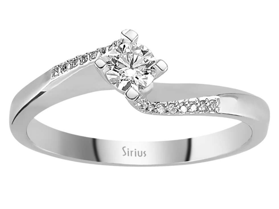 Bague délicate solitaire et pavée en diamants de laboratoire | Or Blanc 14 carats – Bijoux haut de gamme de Rosy Lab Diamonds